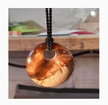 resin and wood pendant
